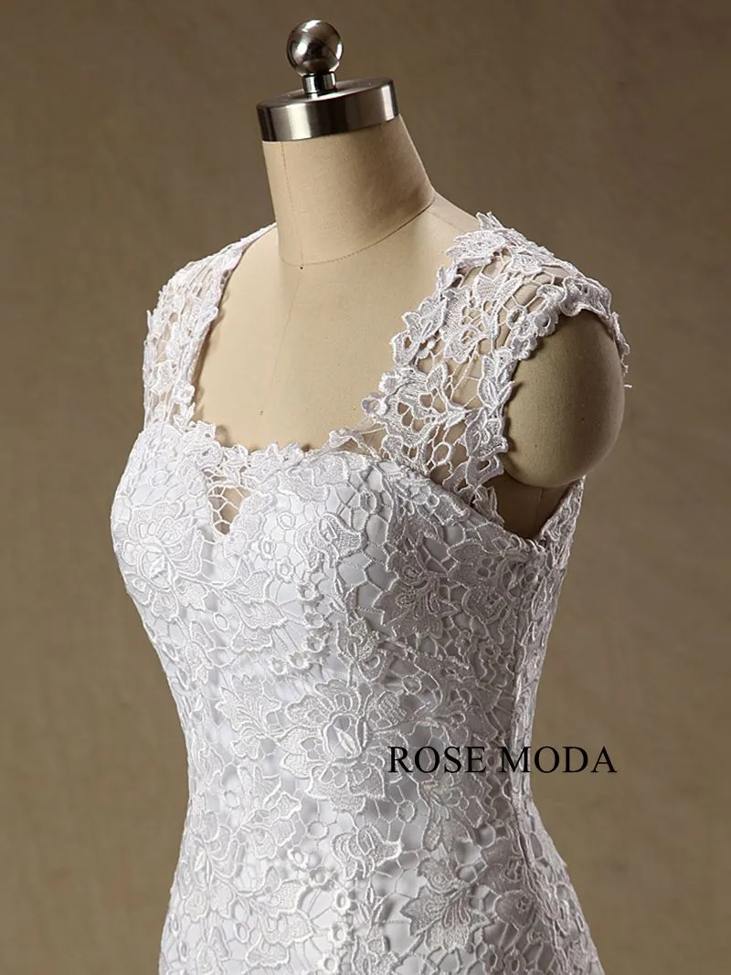 Rosemoda Illusion Lace Ruffled Organza Mermaid Wedding Dress