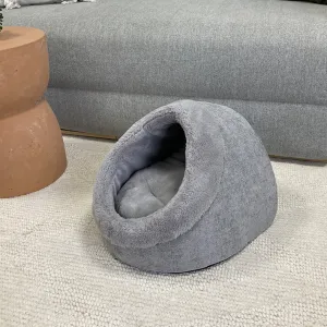 SAMPLE SALE: Grey cat hooded bed with removable cushion