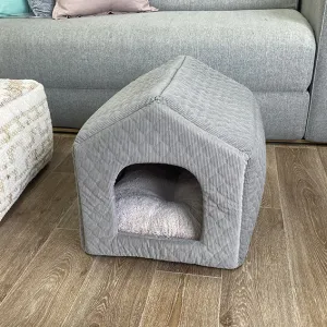 SAMPLE SALE: Quilted Material Grey Cat House