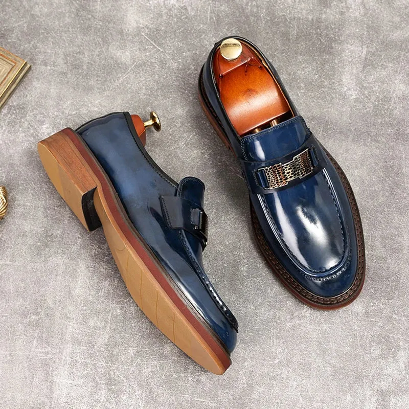 Shiny Genuine Leather Chunky Loafers