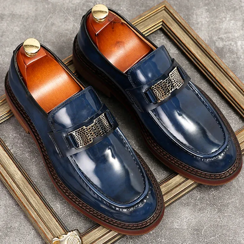 Shiny Genuine Leather Chunky Loafers