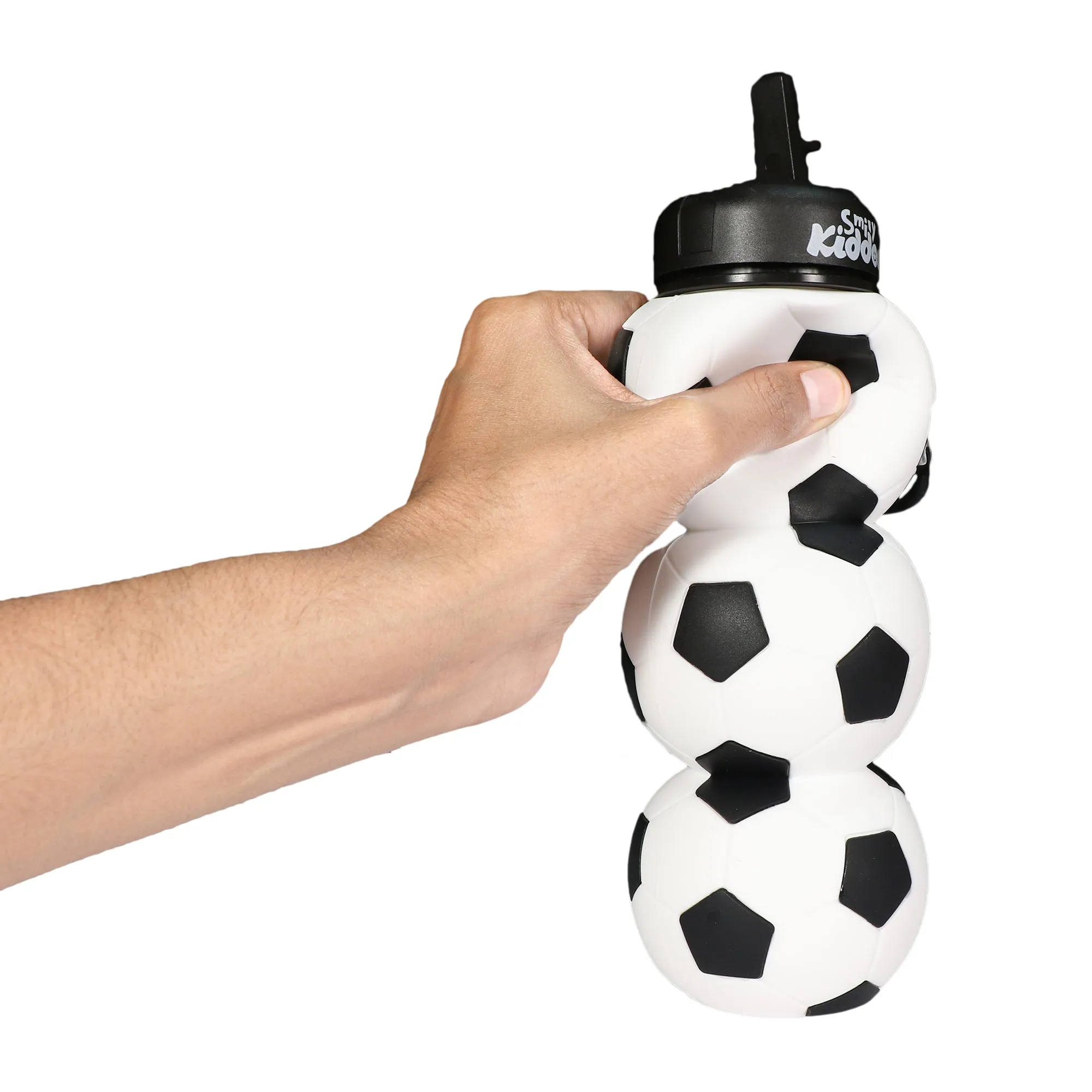 Smily Kiddos Silicone Football Water Bottle Black & White