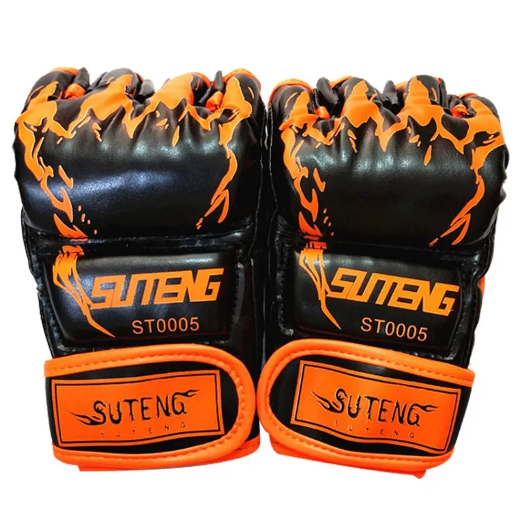 SUTENG Half Fingers Training Boxing Gloves for Adults(Orange)