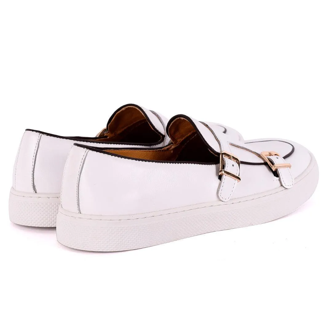 Terry Taylors Double Monk Strap Men's Sneaker Shoe- White