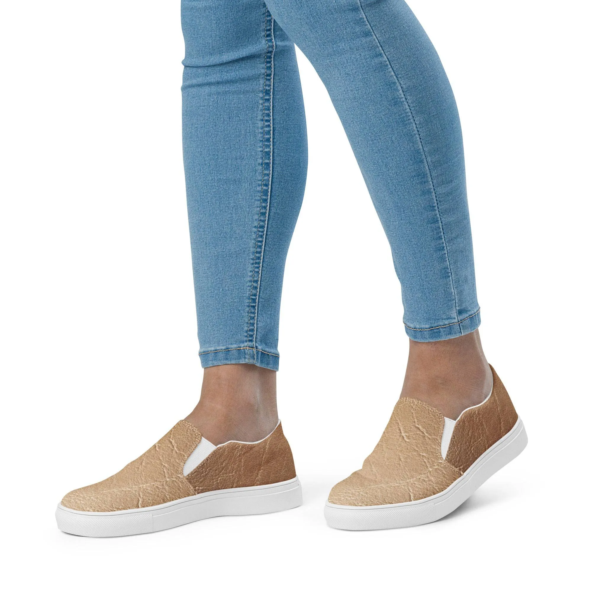 TGC Boutique Nude Leather Print Slip On Canvas Shoes