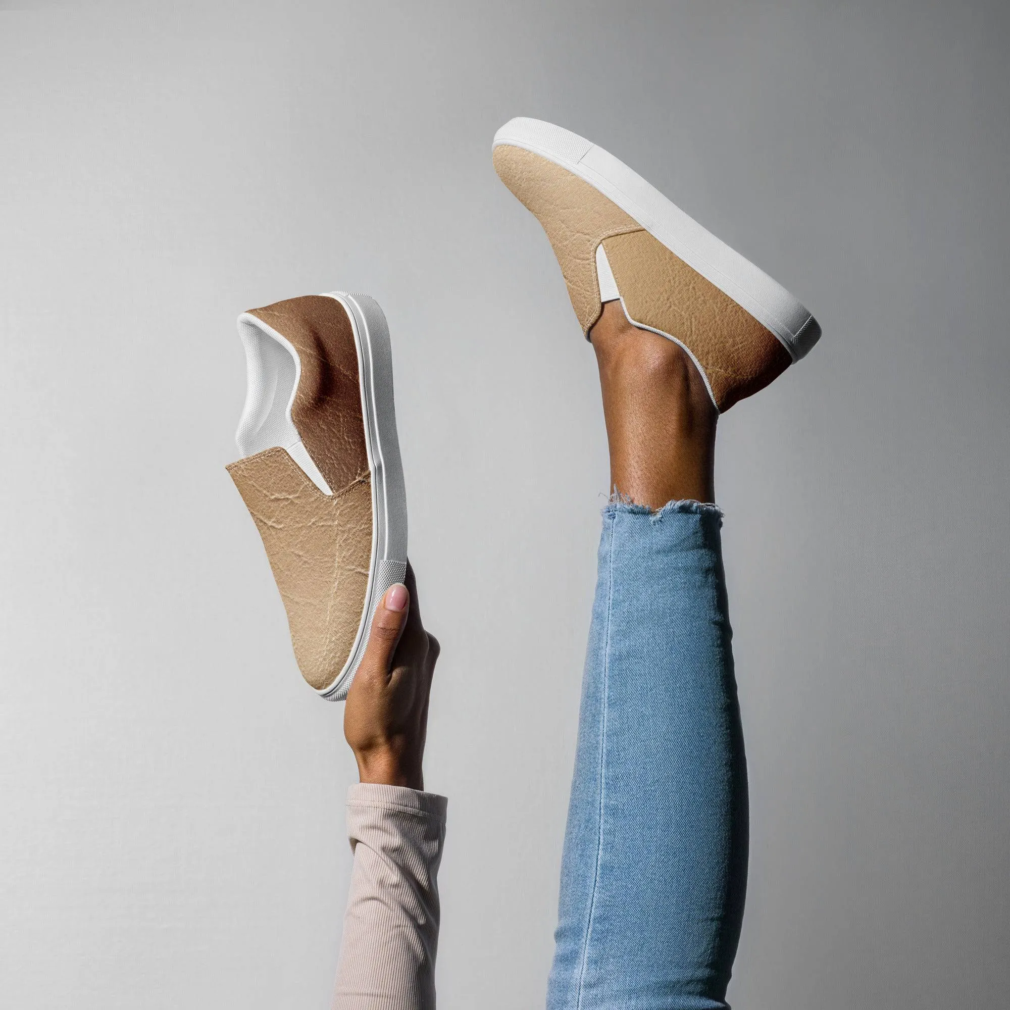 TGC Boutique Nude Leather Print Slip On Canvas Shoes