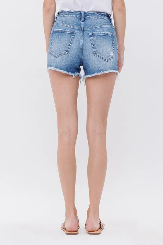 The Whitney Vintage High Rise Distressed Denim Shorts - Mica - Final Sale