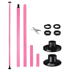 TheLAShop Portable Dancing Pole 50mm Fitness Pole Dance Kit Pink