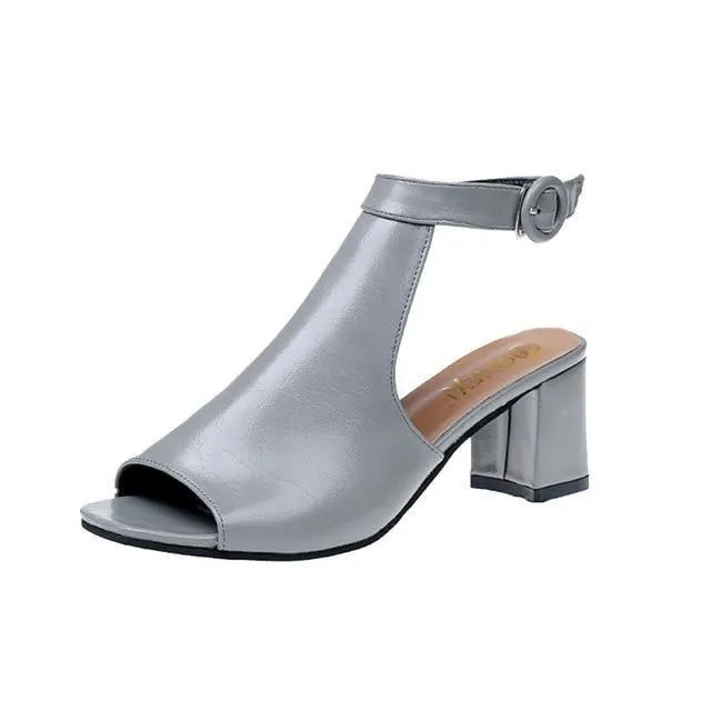 Thick Heel Fashion Hollow Toe Shoes  For women