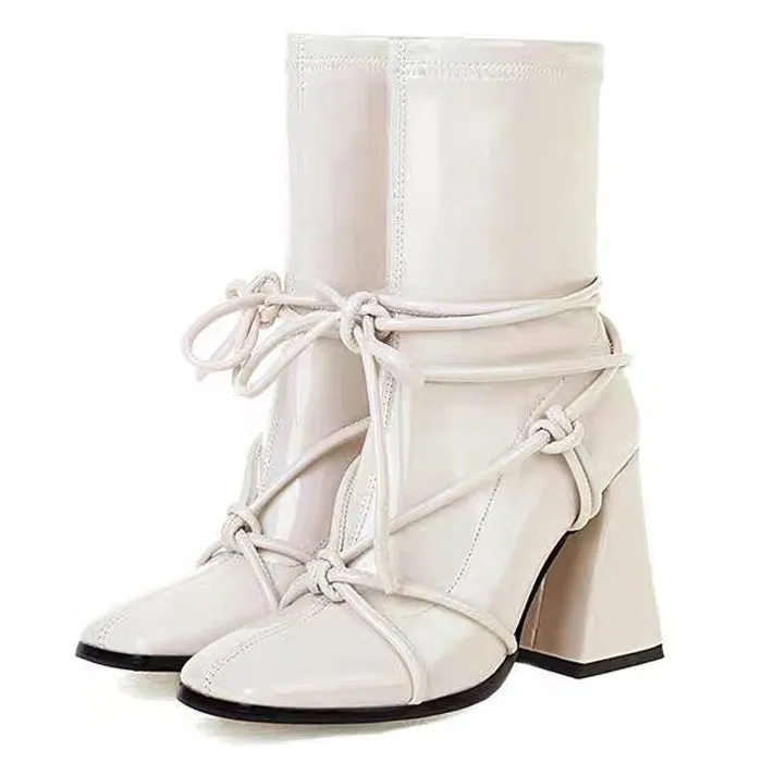 Uniwim Gift Square Heel Lace-Up Ankle Boots