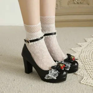 Uniwim Lace Bow Strawberry Heels Shoes SE22337