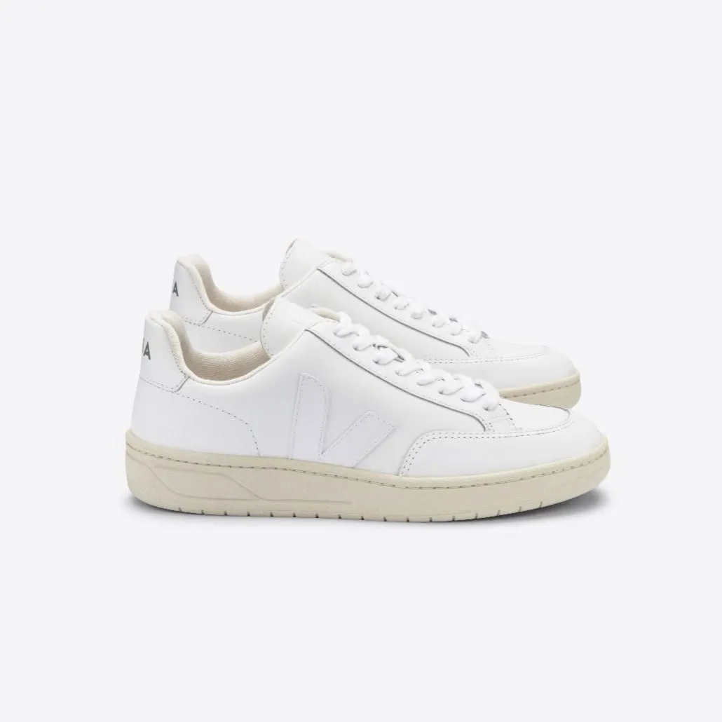 VEJA V-12 Leather Sneakers | Extra White/White