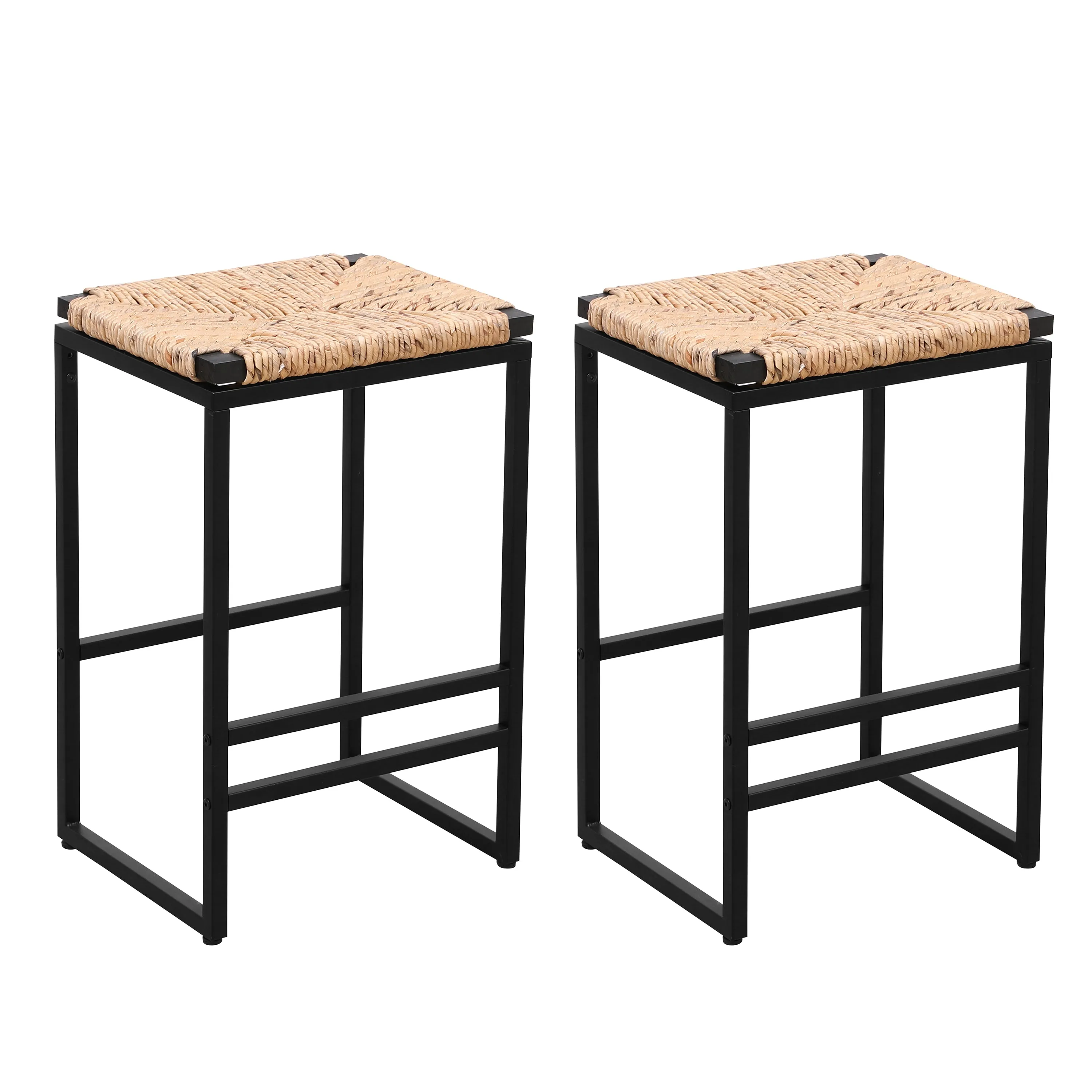 Water Hyacinth Woven Bar Stool Set of 2