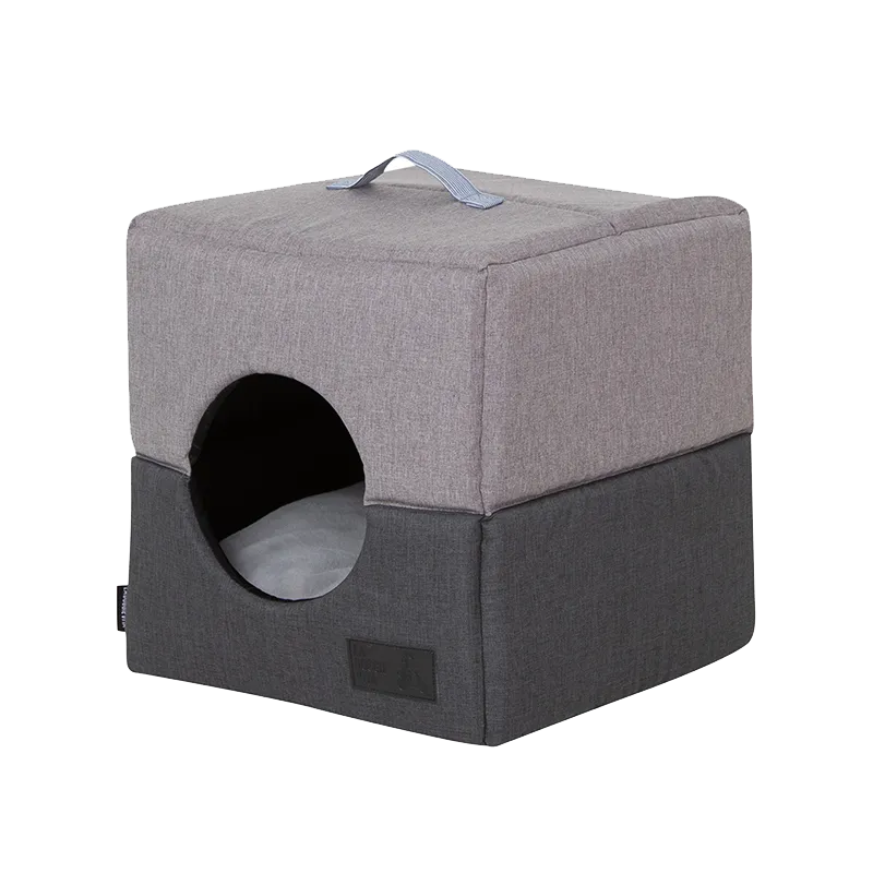 Water Resistant Two Tone Charcoal Grey Oxford Cat Cube