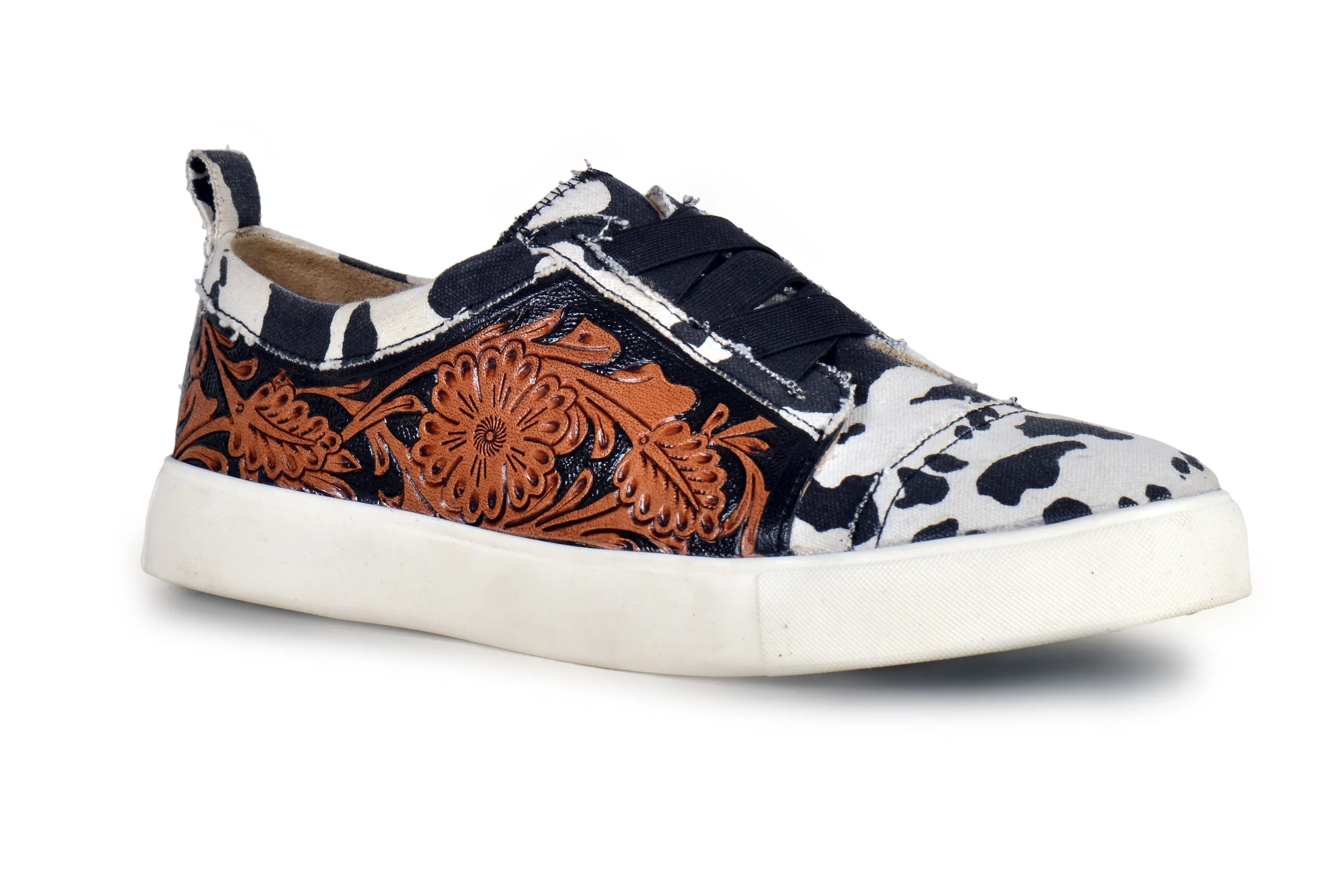 Women Limited Edition Cowprint with Handtooling Sneaker