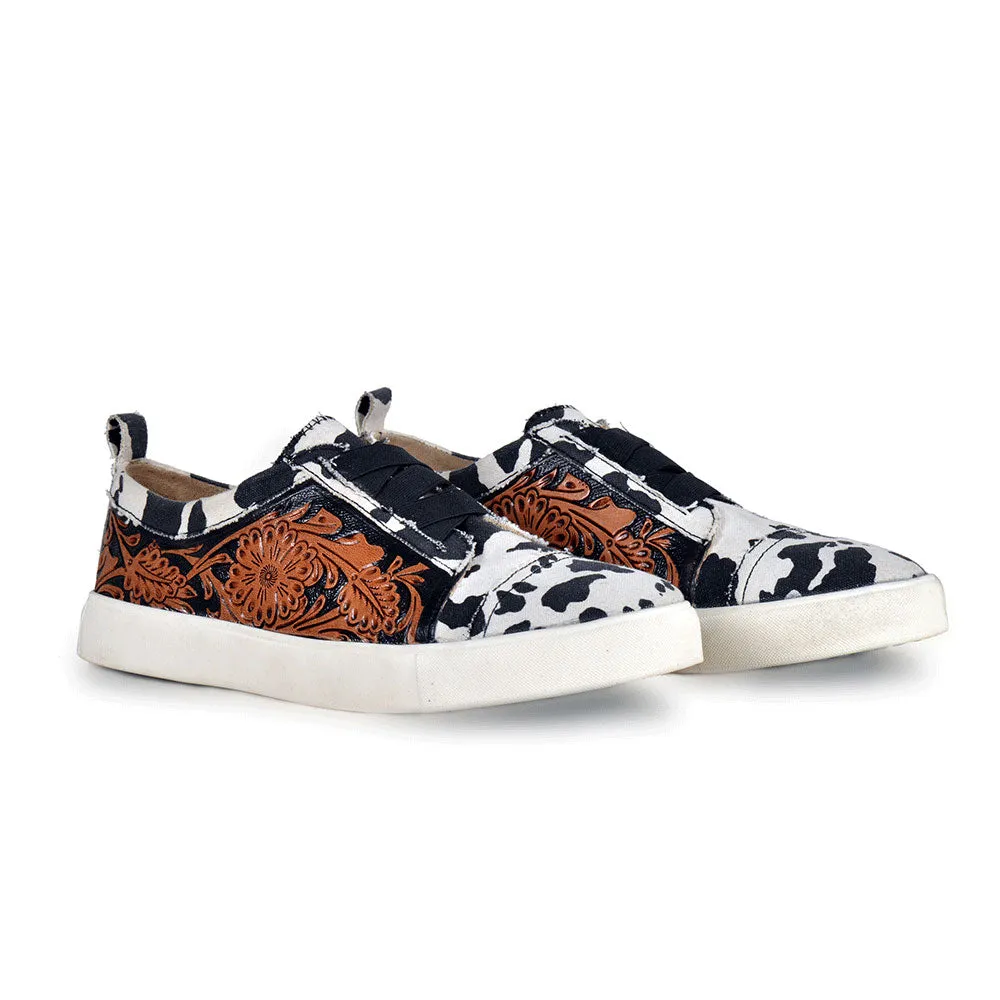 Women Limited Edition Cowprint with Handtooling Sneaker