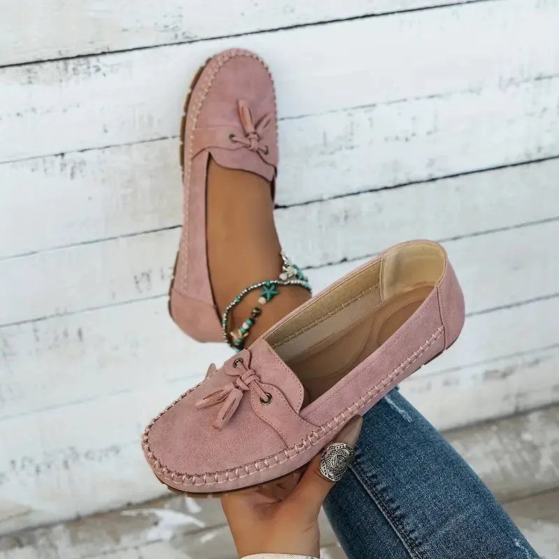 Women's Comfortable Soft Vintage Style Bow Embellished Loafers