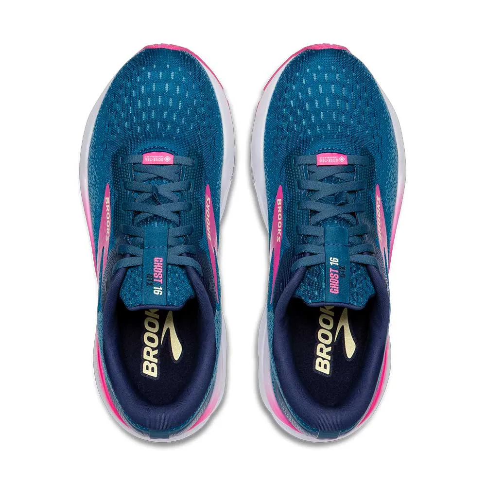 Women's Ghost 16 GTX Running Shoe - Moroccan Blue/Pink/Yellow - Regular (B)