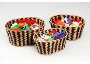 WOVEN ZEBRA BASKETS SET OF 3